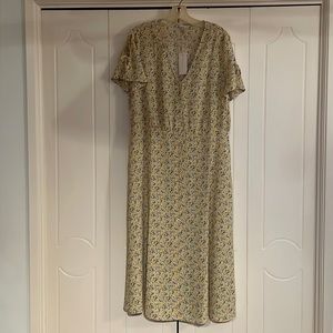 Pleione Yellow and Blue Floral Dress XL NWT